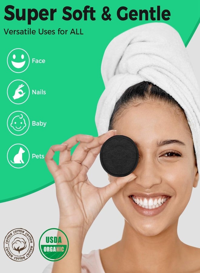 ProCIV Reusable Makeup Remover Pads - 25 Pack Washable Organic Cotton Rounds for All Skin Types & Toner with Laundry Bag, Eco Friendly Zero Waste Reusable Cotton Pads Travel Gadgets (Black) - Image 3